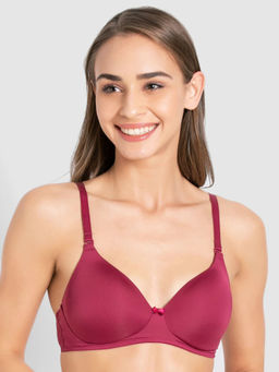 Jockey - 1819 Wirefree Padded Microfiber Elastane Full Coverage T-Shirt Bra - Pink Wine