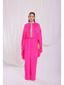 Ellemora - Pink Tassel Tie Cape Jumpsuit