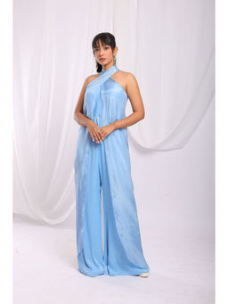 Ellemora - Blue Ocean Breeze Halter Jumpsuit