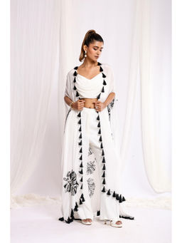 Ellemora - White Perfection Crop Top with Pant and Cape (Set of 3)