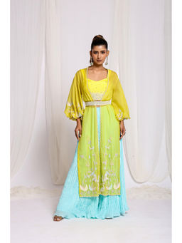 Ellemora - Yellow Sunshine Symphony Blouse with Palazzo, Shrug and Belt (Set of 4)