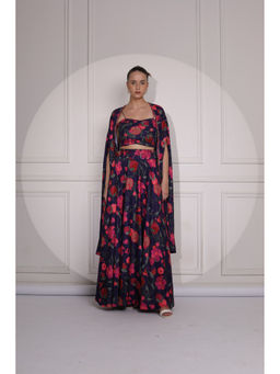 Ruhm - Multi-Colour Women Blouse with Lehenga and Cape (Set of 3)