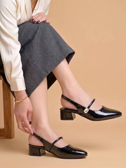 Shoetopia - Casual Black Lightweight Heel Sandals