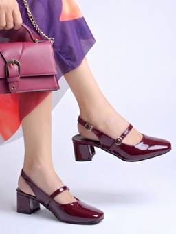 Shoetopia - Red Patent Solid Heels Sandals