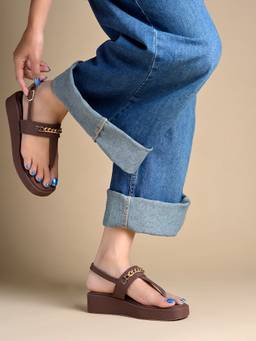 Shoetopia - Brown Platform Heeled Sandals