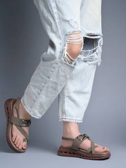 Shoetopia - Brown Comfort Slingback Sandals