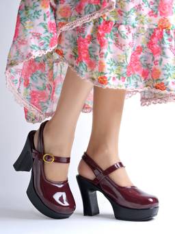 Shoetopia - Cherry Red Block Heel Sandals