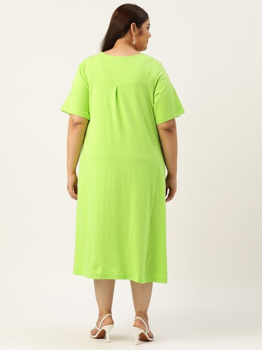 green emerald velvet dress Final Sale Plus Size Shiny Bodycon Dress with Side Ruffle and Front Slit in Green main image 0