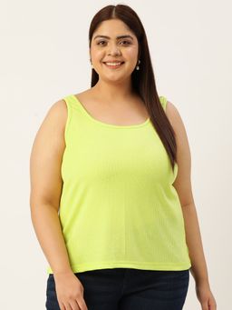 theRebelinme - Plus Size Womens Yellow Solid Color Cotton Rib Top