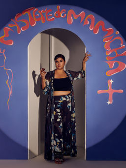 Mamicha - Nocturne Black Floral Printed Co-ord (Set of 3)