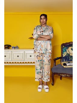 Mamicha - Ophelia Floral Printed Beige Co-ord (Set of 2)