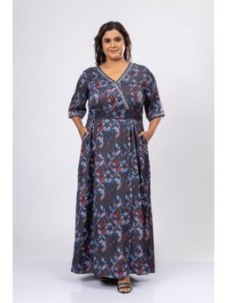 Mamicha - The Night Watch Grey Maxi Dress With Slit And Belt (Set of 2)