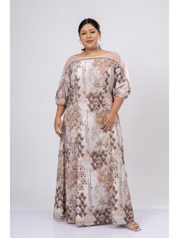 Mamicha - Wheatfields Boat Neck Embroidered Off White Maxi Dress