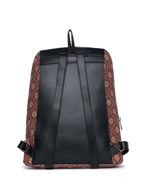 Buy Zouk Jodhpur Damask Womens Black Vegan Leather Backpack  display picture 1