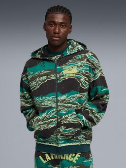 Puma - LaFrance Supply Mens Full Zip Printed Basketball Hoodie - Green