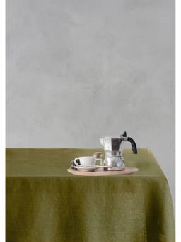 BEDLAM - Olive European Flax Linen Table Cover with Monogram