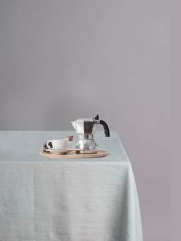 BEDLAM - Grey European Flax Linen Table Cover with Monogram