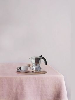 BEDLAM - Pink European Flax Linen Table Cover with Monogram