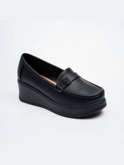 FOREVER SHOE BAZAR - Black Arvello Comfort Wegde Casual Shoes