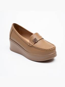 FOREVER SHOE BAZAR - Khaki Arvello Comfort Wegde Casual Shoes