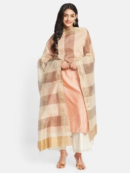 Fabindia - Beige Cotton Silk Maheshwari Woven Dupatta