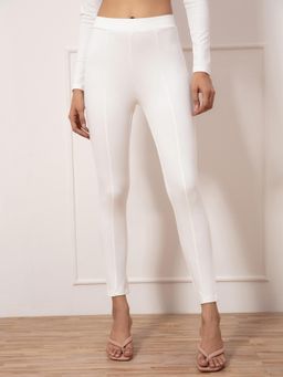Twenty Dresses by Nykaa Fashion - Off White Solid Skinny Jeggings
