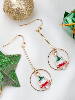 Arendelle - Christmas Red White Green Christmas Tree Drop Earrings