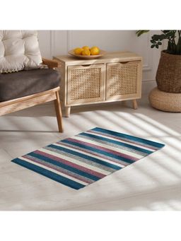 HomeTown - Fiesta Cotton Chenille Dhurrie 50X80 Cm In Blue Blush Colour