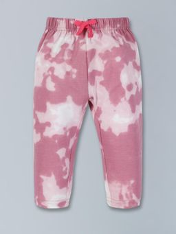 3PIN - Infant Tie & Die Pink Cotton Printed Joggers With Drawstring Closure