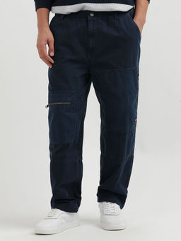 Tommy Hilfiger - Men Navy Blue Solid Casual Trouser