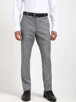 Tommy Hilfiger - Men Grey Self Design Formal Trouser
