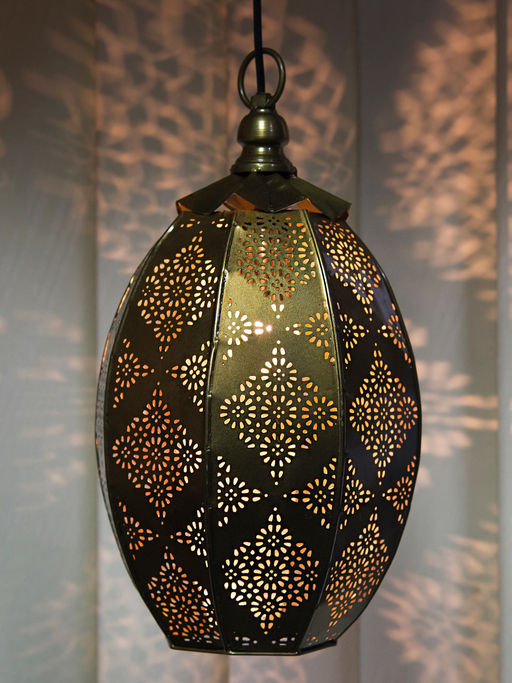 Buy Homesake Brass Oval Moroccan Hanging Ceiling Light Online - Technical View