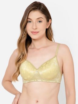 Clovia - Lace Printed Padded Full Cup Wire Free T-shirt Bra - Light Green