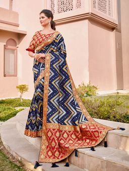 Odette - Blue Weaved Silk Designer Saree with Unstitched Blouse