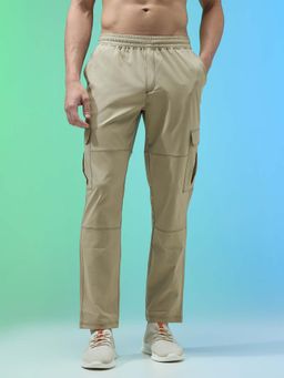 Technosport - Men Khaki Solid Straight Fit Sports Cargo