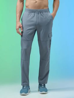 Technosport - Men Grey Solid Straight Fit Sports Cargo