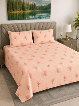Florida - Polycotton Floral Print Fitted Bedsheet with 2 Pillow Cover