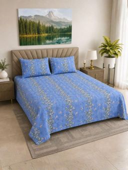 Florida - Polycotton Floral Print Fitted Bedsheet with 2 Pillow Cover