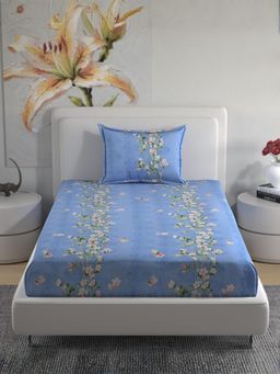 Florida - Polycotton Floral Print Single Bedsheet with 1 Pillow Cover