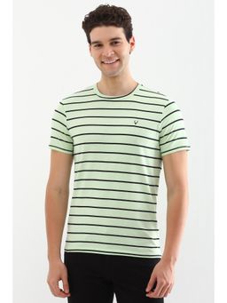 Allen Solly - Men Green Stripe Crew Neck T-Shirt