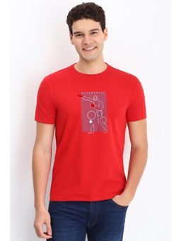 Allen Solly - Men Red Graphic Print Crew Neck T-Shirts