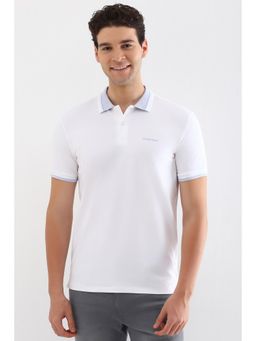 Allen Solly - Men White Solid Polo Neck T-Shirt