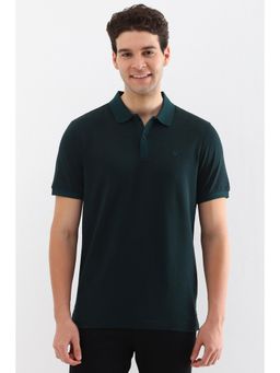 Allen Solly - Men Green Print Polo Neck Printed T-Shirts