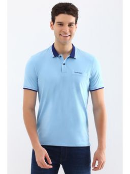 Allen Solly - Men Blue Solid Polo Neck T-Shirt