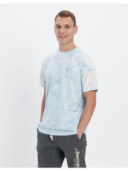 American Eagle - Men Blue Tie-Dye Logo Graphic T-Shirt