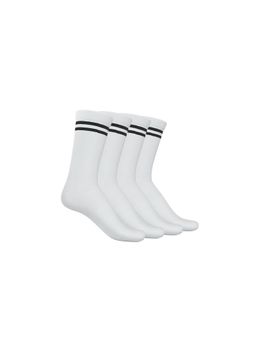TalkingSox - Unisex Stripes White Socks (Pack of 4)