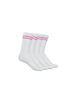 TalkingSox - Unisex Stripes White Socks (Pack of 4)