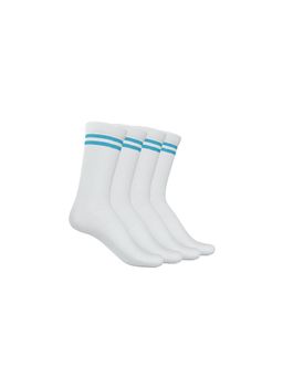 TalkingSox - Unisex Stripes White Socks (Pack of 4)
