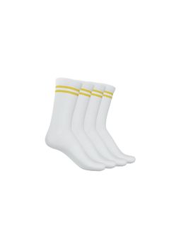 TalkingSox - Unisex Stripes White Socks (Pack of 4)