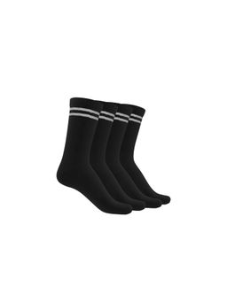 TalkingSox - Unisex Stripes Black Socks (Pack of 4)